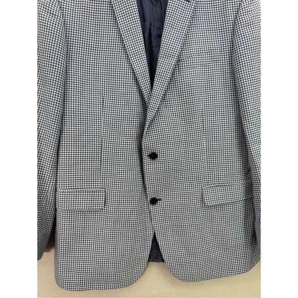 Brooks Brothers Mens Blue Check Regent Fit Silk Wool Blend Blazer Jacket Size 46 - Picture 8 of 13